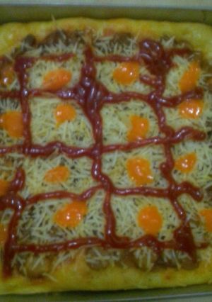 Foto resep Pizza barbeque tanpa telur awet lembutnya