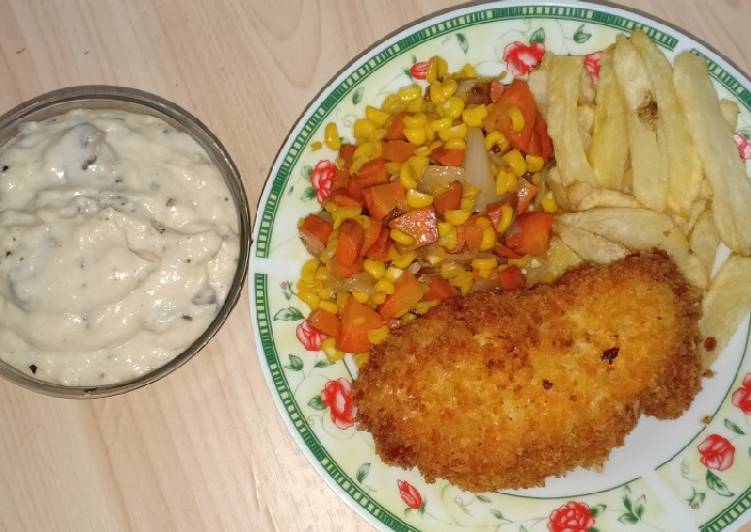 Chicken Cordon Blue with mushroom youghurt sauce &amp; saute veggie