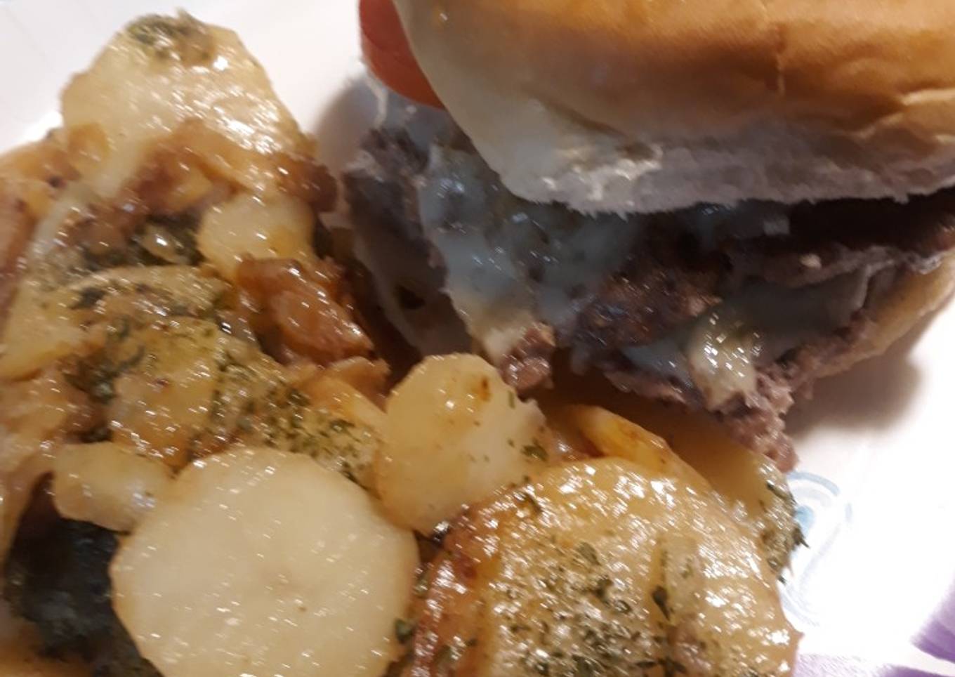 Cheeseburger and french fries