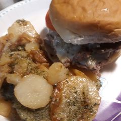 A picture of Smashedcheeseburger and German Fried Potatoes.