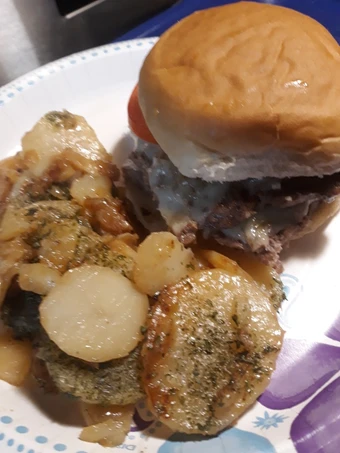 Easy Steps to Prepare Smashedcheeseburger and German Fried Potatoes the So Delicious Makes you drool