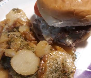 Unique Cuisine Smashedcheeseburger and German Fried Potatoes Delicious Nutritious