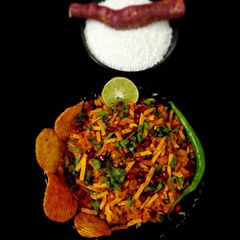 A picture of Sabudana sweet potato khichadi bhel.
