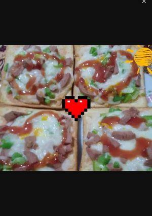 عکسی از دستور پیتزا با نان تست🥪(پیتزا حاضری)🍕