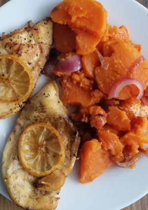 Citromos csirkemell batátával recept fotója