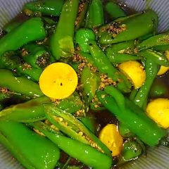 A picture of Quick green chilli achar.