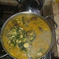 A picture of Ofe achara with akpurakpu egusi(moulded melon).