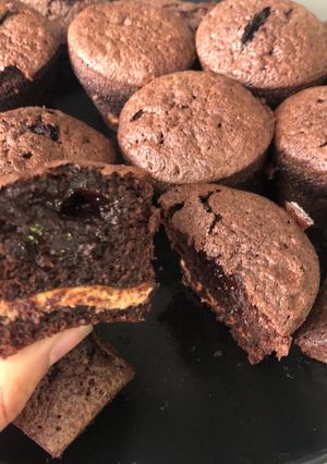 Une photo de Moelleux au chocolat coeur fondant noisette