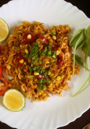 A picture of Masala Corn pasta.