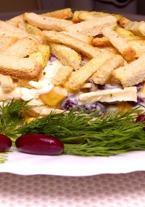 Фото Салат с кукурузой и фасолью.