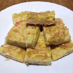 Fried Egg with Potato and Crab Stick A picture of Fried Egg with Potato and Crab Stick.