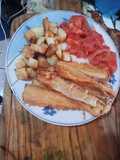 Pejerreyes falsos con papas y tomate