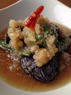 A picture of Mizore-ae (Deep-fried Vegetables with Grated Daikon Radish Dressing).