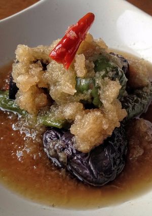A picture of Mizore-ae (Deep-fried Vegetables with Grated Daikon Radish Dressing).