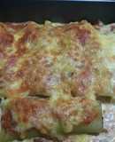 Canelones con carne molida al horno