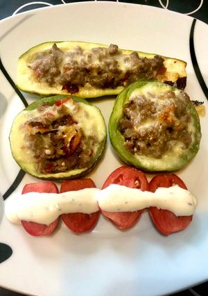 Una foto de Zapallos verdes y brasileño rellenos
