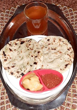 A picture of Jowar Spring Onion Garlic Rotla.