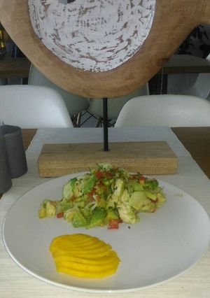 A picture of Chicken avocado salad.