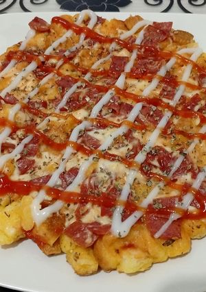 Foto resep Pizza Roti Tawar Topping Smoked Beef 🍞 🍕