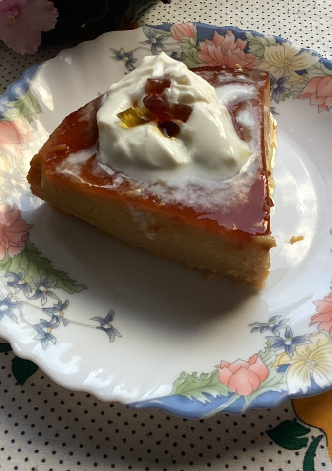 Una foto de Flan de mango