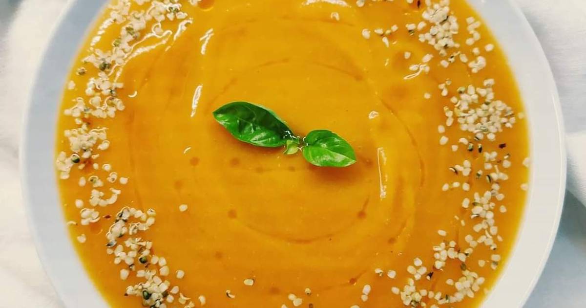 Sedanini di lenticchie rosse con crema di zucca e patate