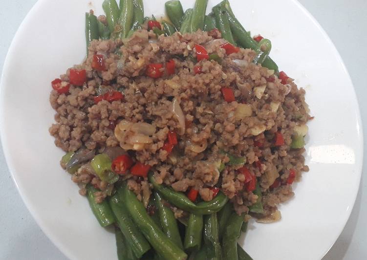 Resep Buncis siram daging giling, Bikin Ngiler