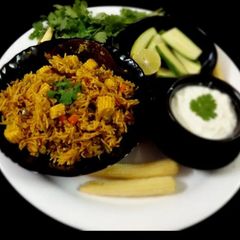 A picture of Baby corn Biryani.
