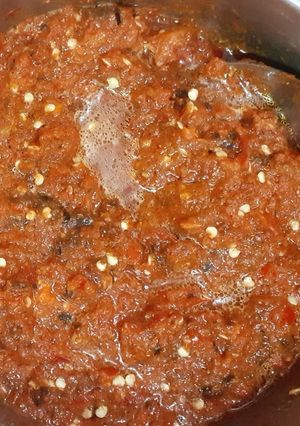 A picture of Khatta Meetha Red chilli pickle.