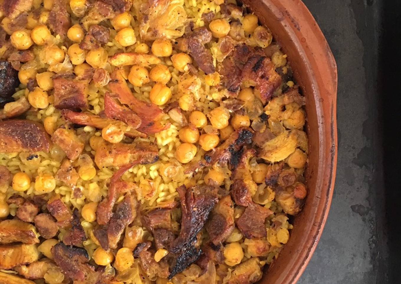 Arroz al horno con garbanzos y mucha carne 🥩