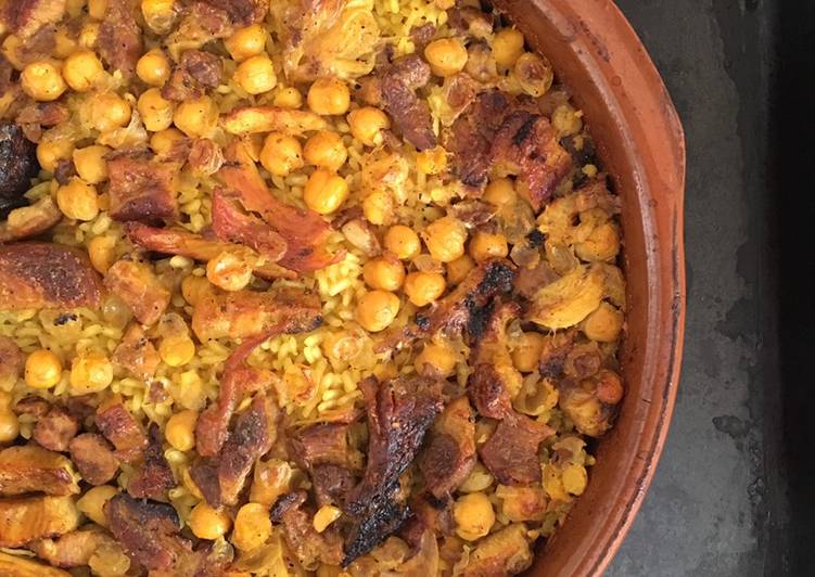 Arroz al horno con garbanzos y mucha carne 🥩