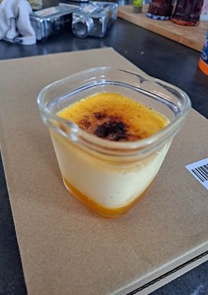 A picture of Crème Brûlée with Orange Marmalade.
