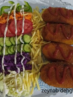 عکسی از دستور کراکت سیب زمینی با مرغ و ژامبون