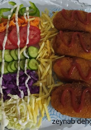 عکسی از دستور کراکت سیب زمینی با مرغ و ژامبون