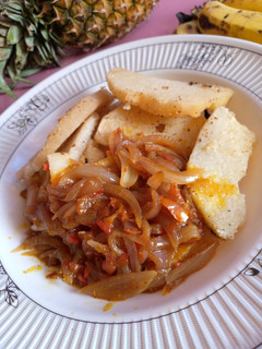Fried yam with onion sauce ainihin hoton girkin