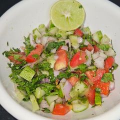 A picture of Shirazi salad Arabic salad.
