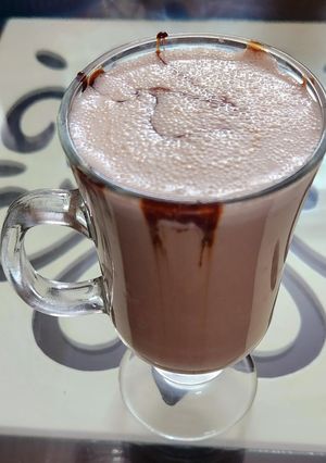 A picture of Hershey's chocolate and cocoa milk shake.