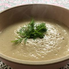 A picture of Fennel and mushroom soup - vegan.