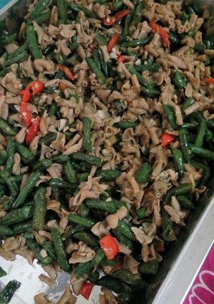 Foto resep Sambel goreng pedas usus+ kacang panjang