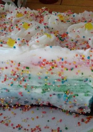 Foto resep Steamed rainbow cake putel (putih telur)