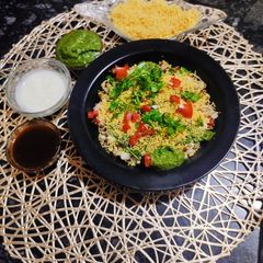 Steamed moong sprouts chaat A picture of Steamed moong sprouts chaat.