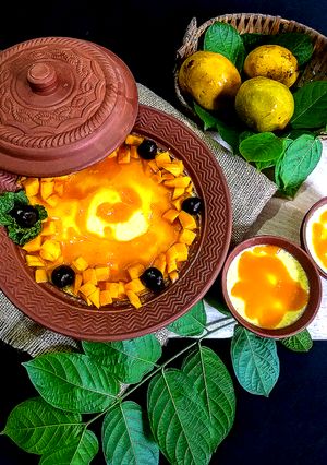 A picture of Mishti Doi (mango flavoured).