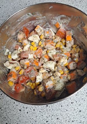 Une photo de Salade composée au surimi et au maïs