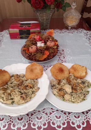 Szaftos 🍄‍🟫🥗Gombás 🍄‍🟫🍄🧄🧅 csirkemelles🧅🌶️🍄 rizottó 🍄🌶️🫑🍄‍🟫 recept fotója