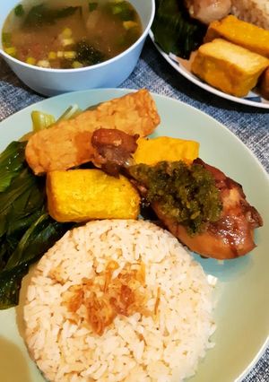 Foto resep Nasi Hainan dan Ayam Hainan Goreng Sambal Ijo