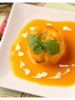 [阿妮塔♥Sweet] 柯提斯的芒果清酒凍。Sake Jelly w/Fresh Mango。 的食譜成品照片
