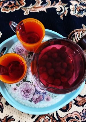 عکسی از دستور چای آلبالو خوشمزه و خوش رنگ
