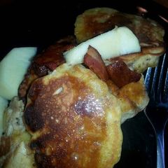 A picture of Apple Bacon Pancakes.