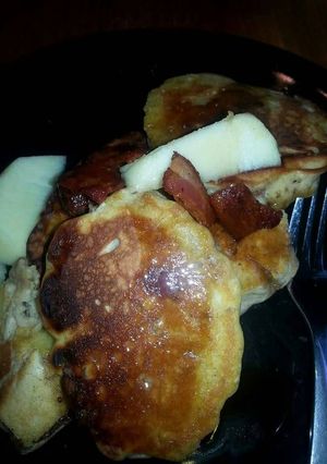 A picture of Apple Bacon Pancakes.