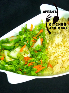 A picture of Easiest cous cous, salad and tomatoes sauce.