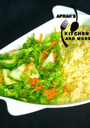 A picture of Easiest cous cous, salad and tomatoes sauce.